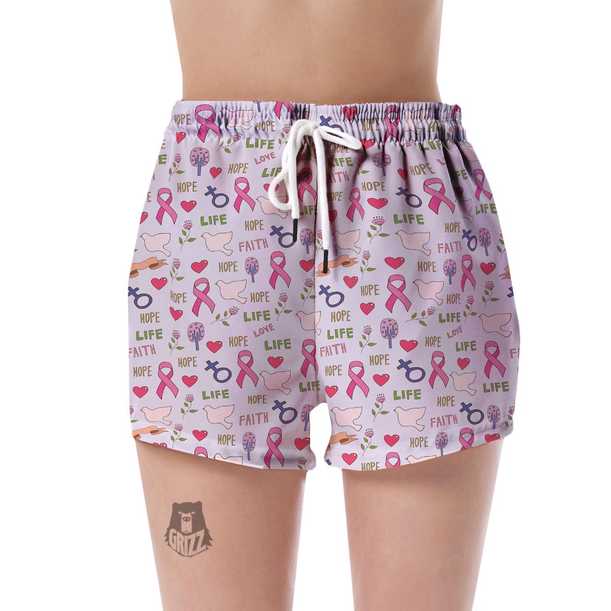 Pink Ribbon Breast Cancer Awareness Pattern Print Women's Shorts-grizzshop