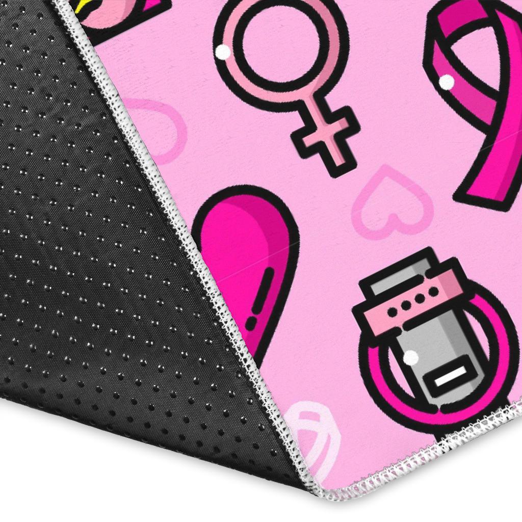 Pink Ribbon Breast Cancer Awareness Print Pattern Floor Mat-grizzshop