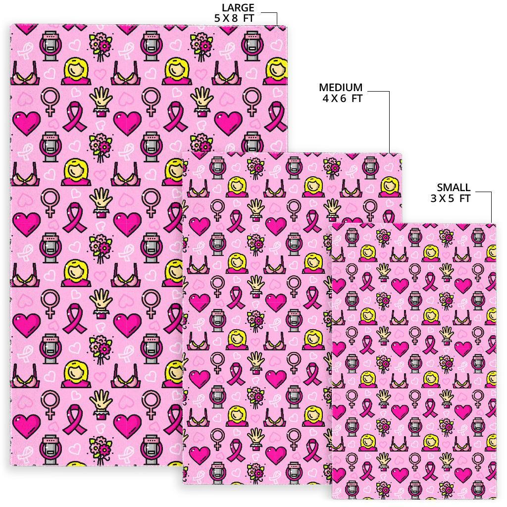 Pink Ribbon Breast Cancer Awareness Print Pattern Floor Mat-grizzshop