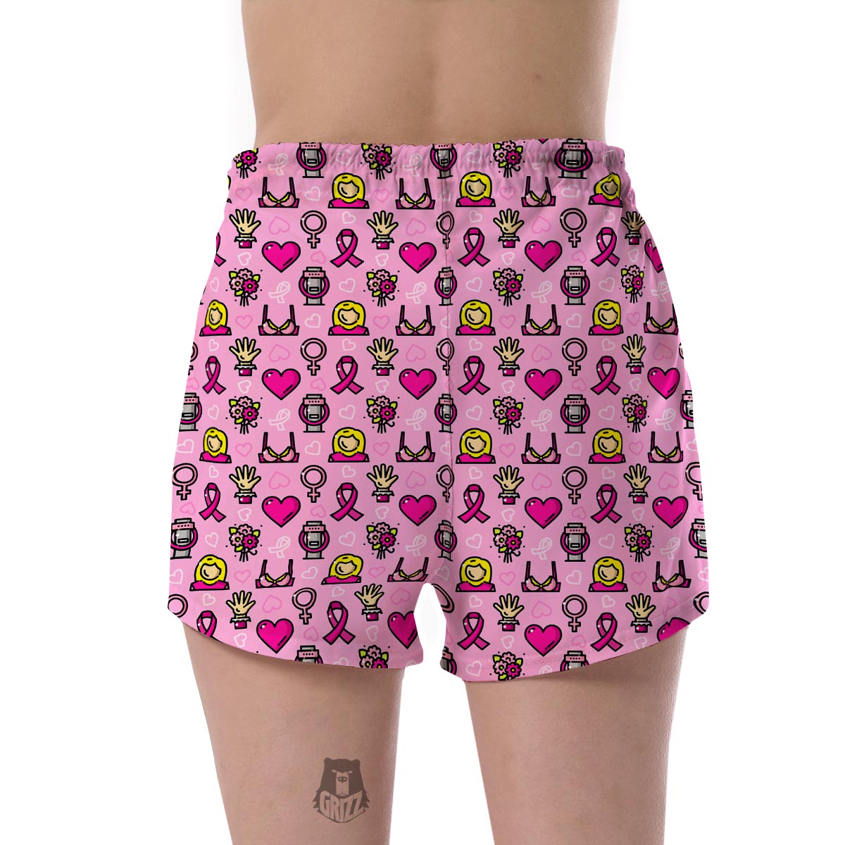 Pink Ribbon Breast Cancer Awareness Print Pattern Women's Shorts-grizzshop