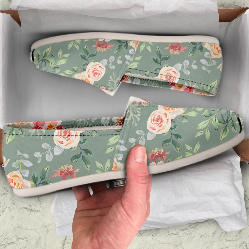 Pink Rose And Peony Floral Canvas Shoes-grizzshop