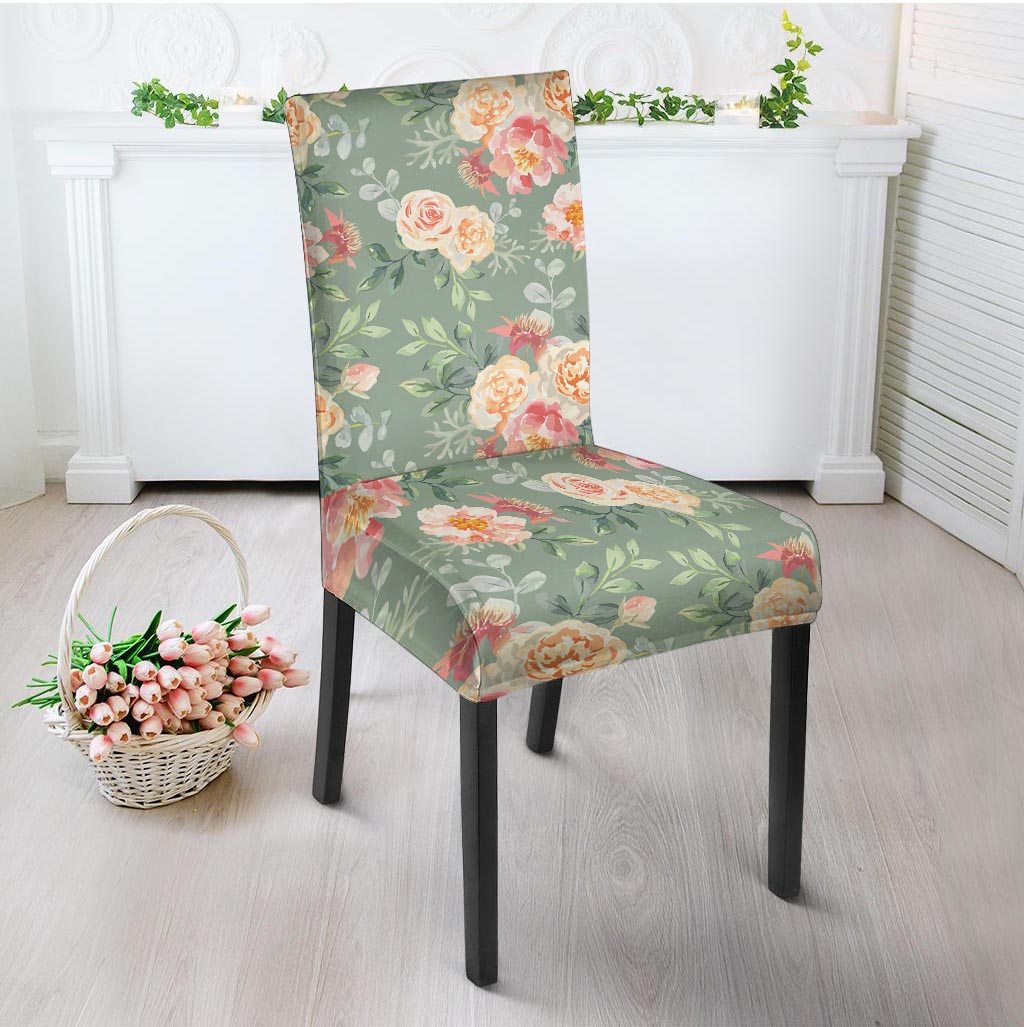 Pink Rose And Peony Floral Chair Cover-grizzshop