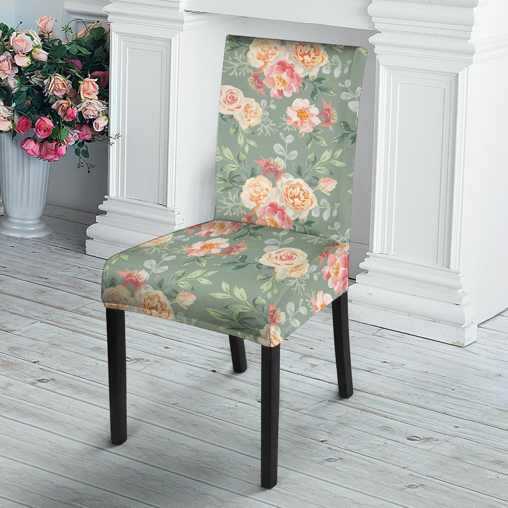 Pink Rose And Peony Floral Chair Cover-grizzshop