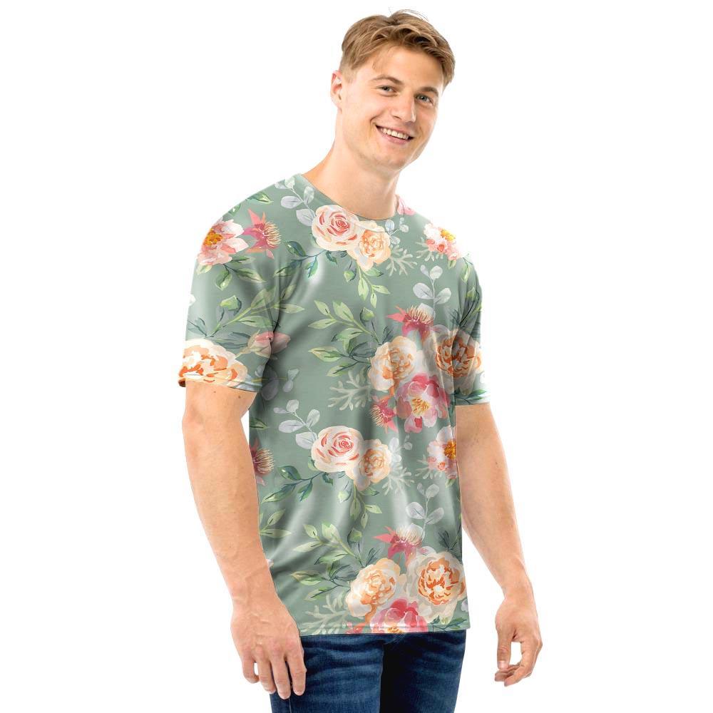 Pink Rose And Peony Floral Men T Shirt-grizzshop