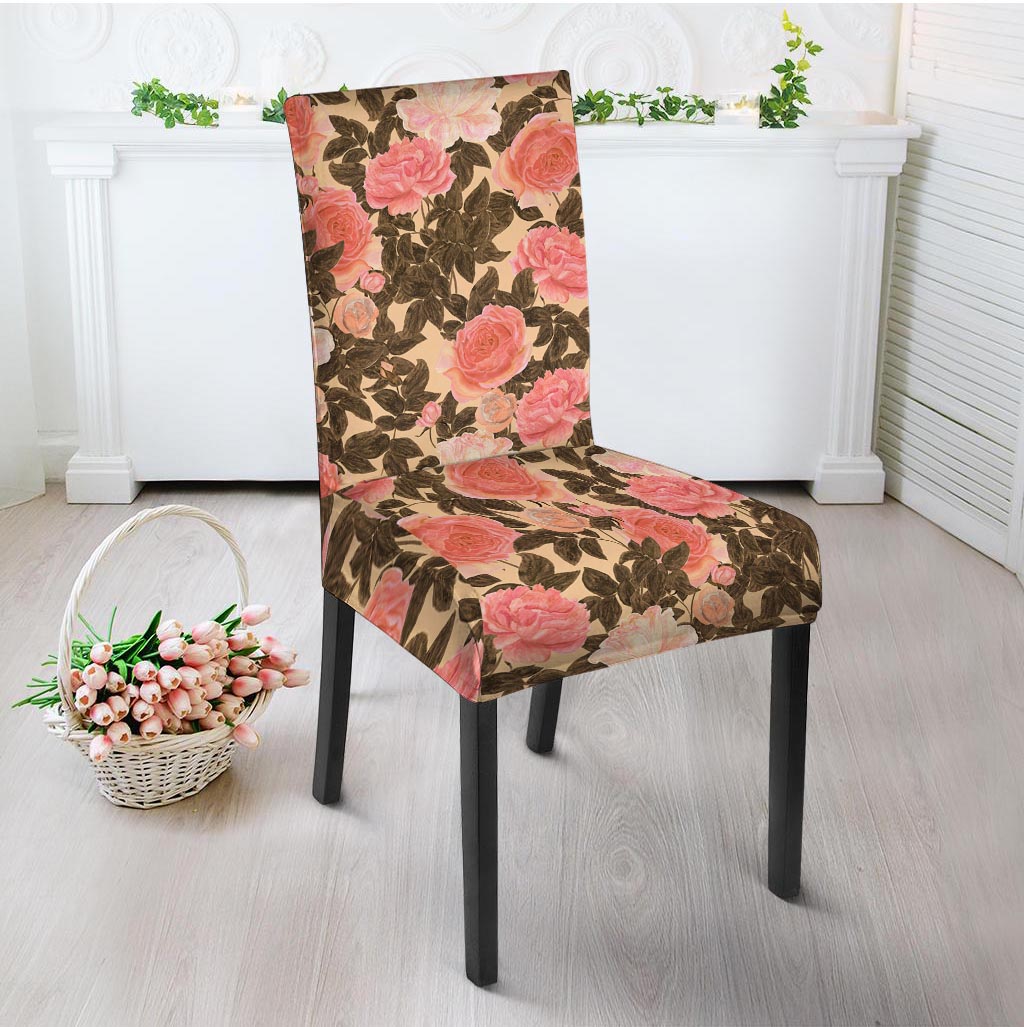 Pink Rose Floral Chair Cover-grizzshop