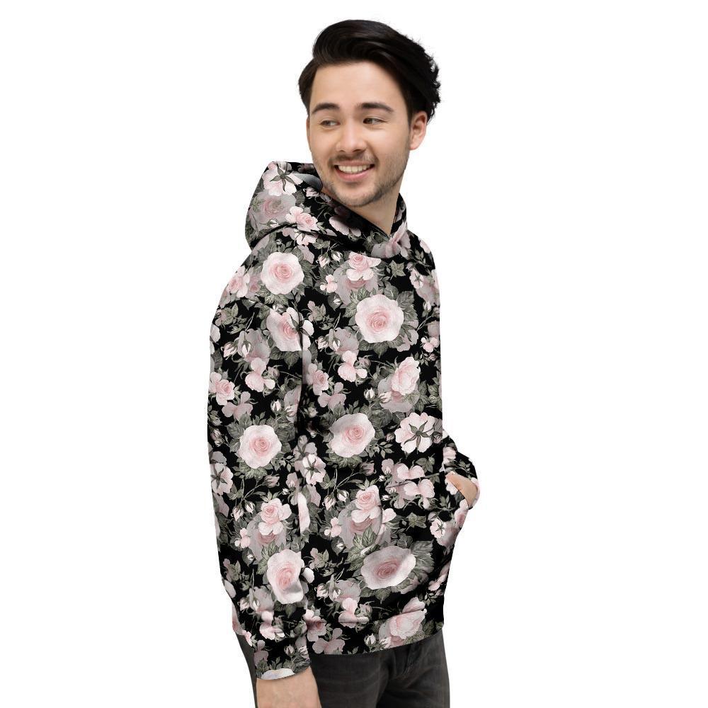 Pink Rose Floral Pattern Print Men's Hoodie-grizzshop