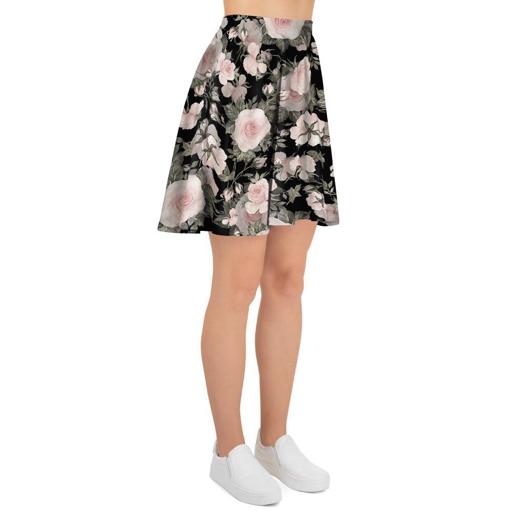 Pink Rose Floral Pattern Print Women's Skirt-grizzshop
