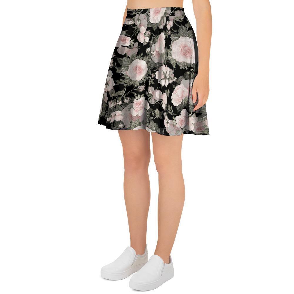 Pink Rose Floral Pattern Print Women's Skirt-grizzshop
