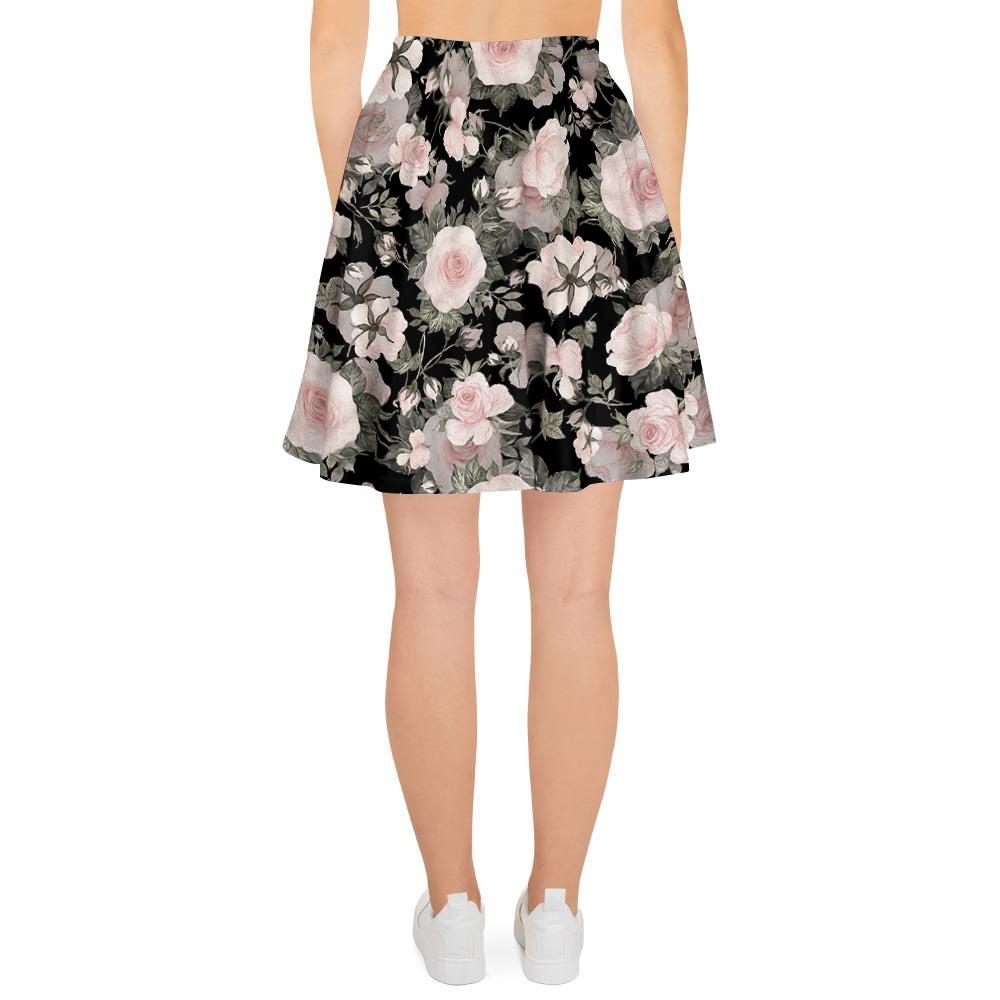 Pink Rose Floral Pattern Print Women's Skirt-grizzshop