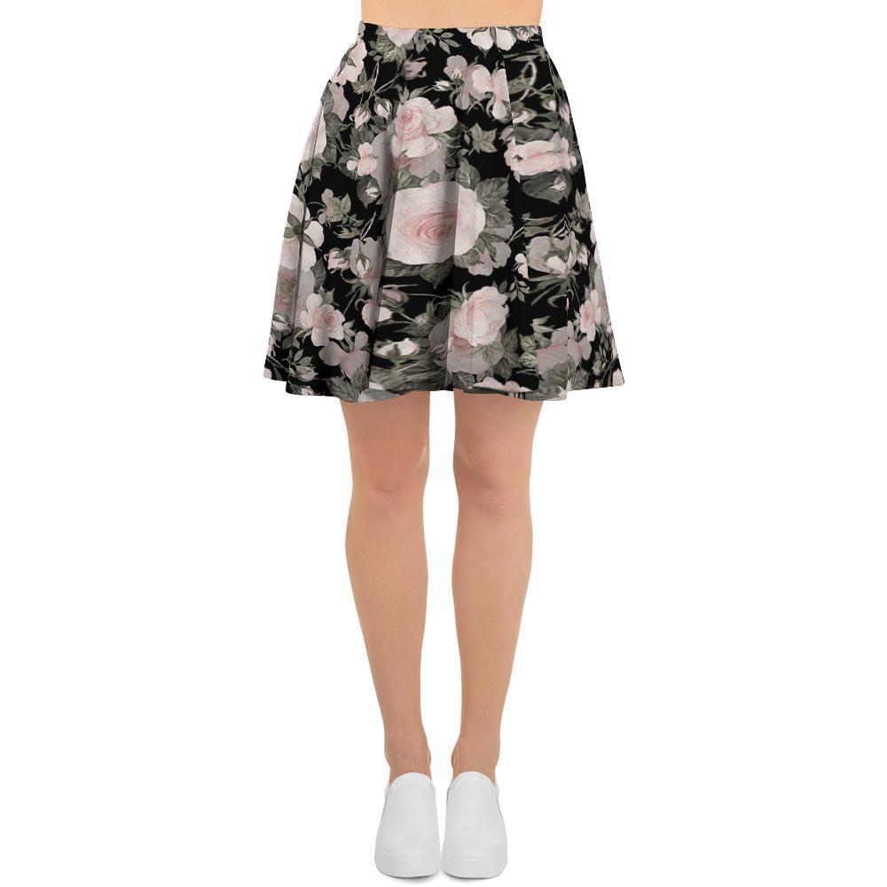 Pink Rose Floral Pattern Print Women's Skirt-grizzshop