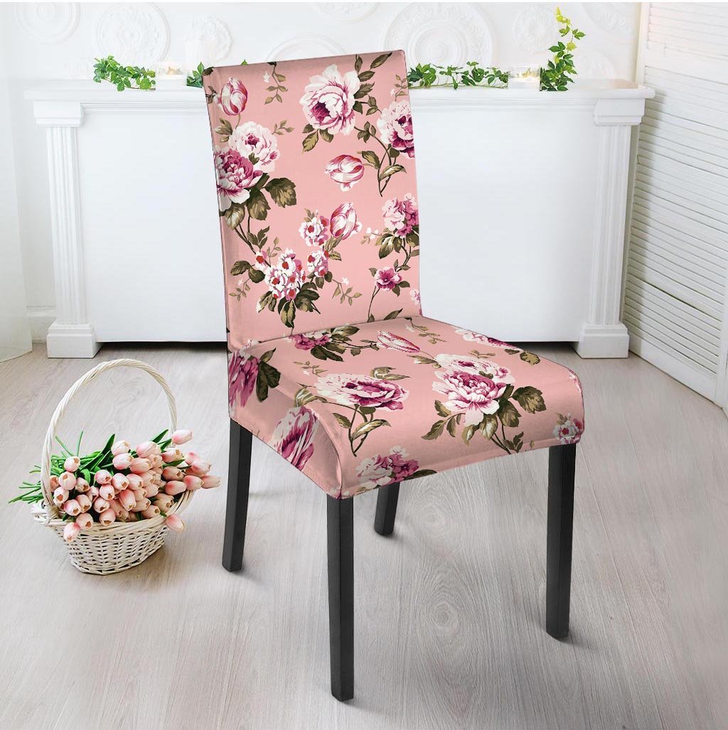 Pink Rose Floral Print Chair Cover-grizzshop