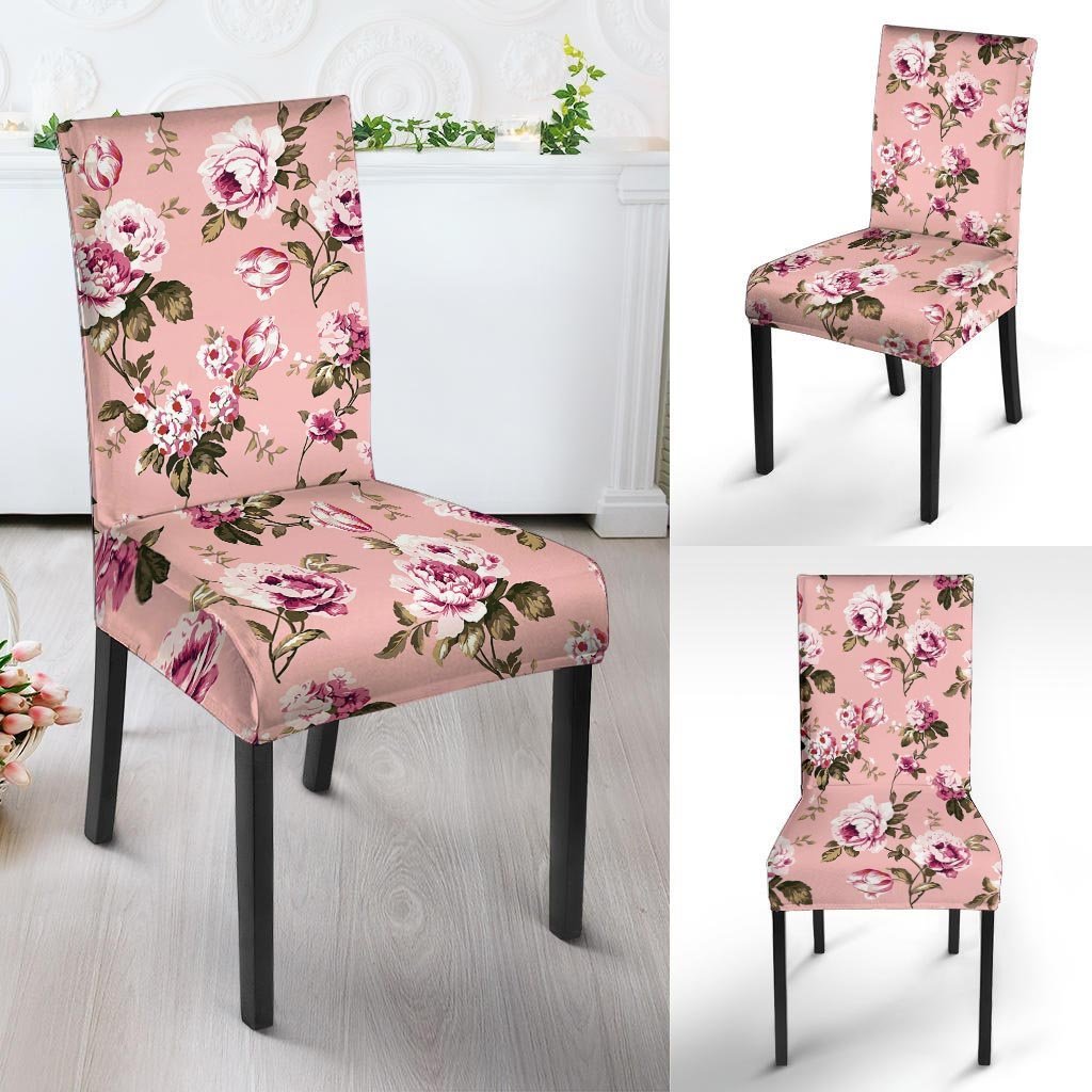 Pink Rose Floral Print Chair Cover-grizzshop