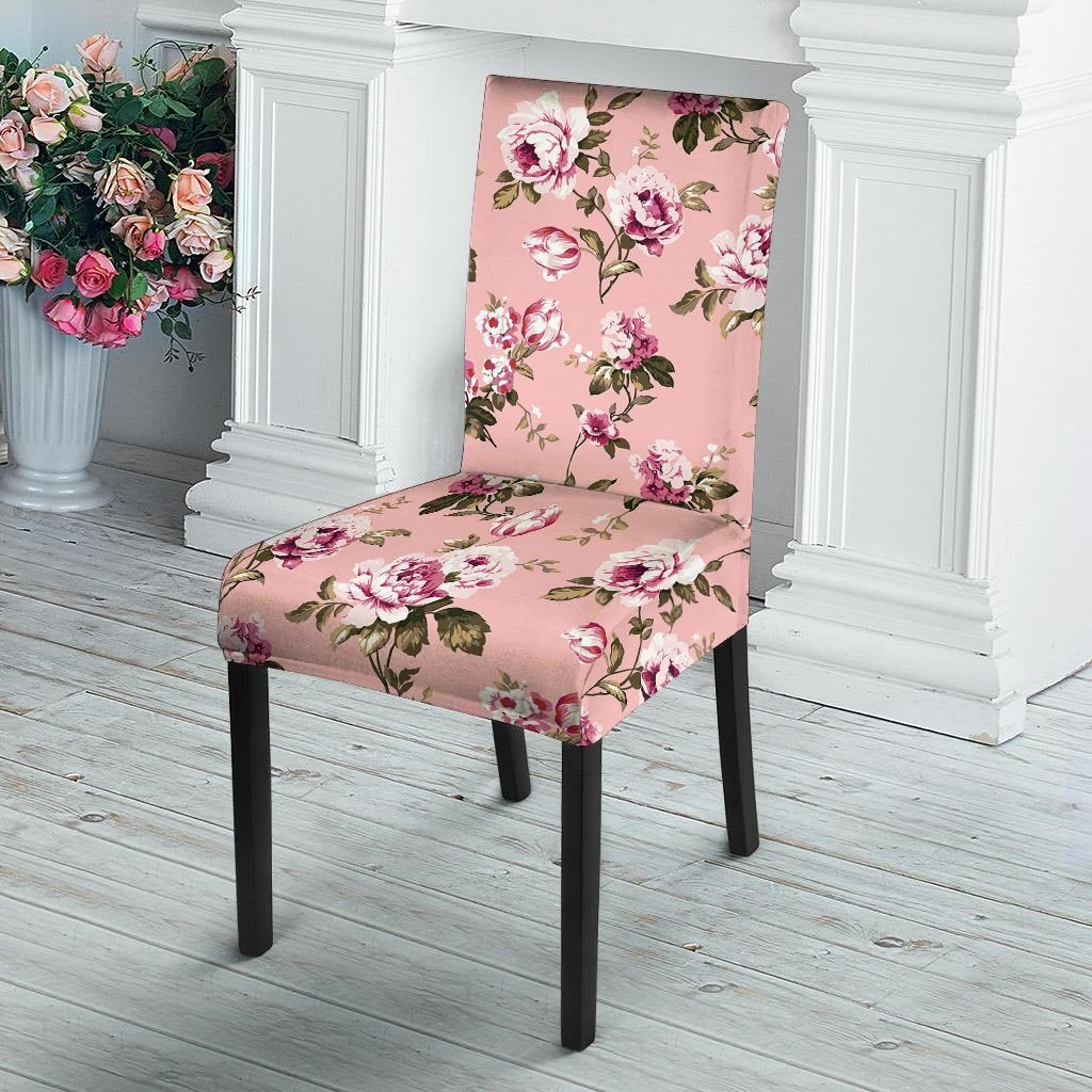Pink Rose Floral Print Chair Cover-grizzshop
