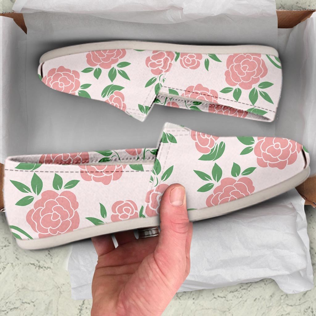 Pink Rose Flower Canvas Shoes-grizzshop