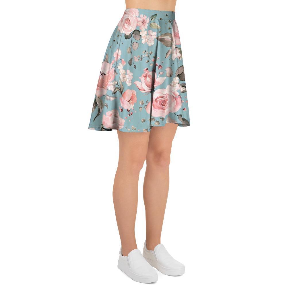Pink Rose Flower Print Women's Skirt-grizzshop