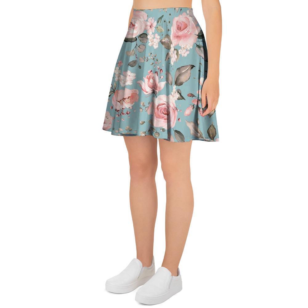 Pink Rose Flower Print Women's Skirt-grizzshop