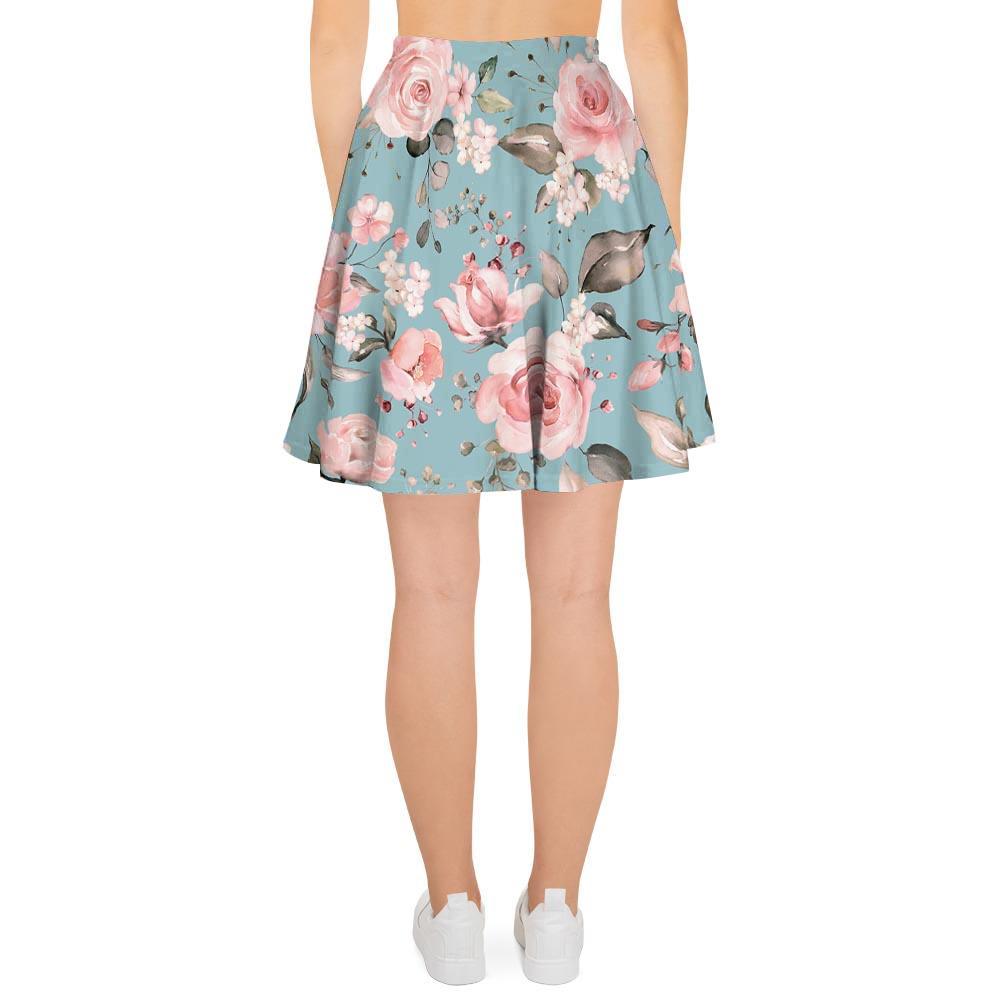 Pink Rose Flower Print Women's Skirt-grizzshop