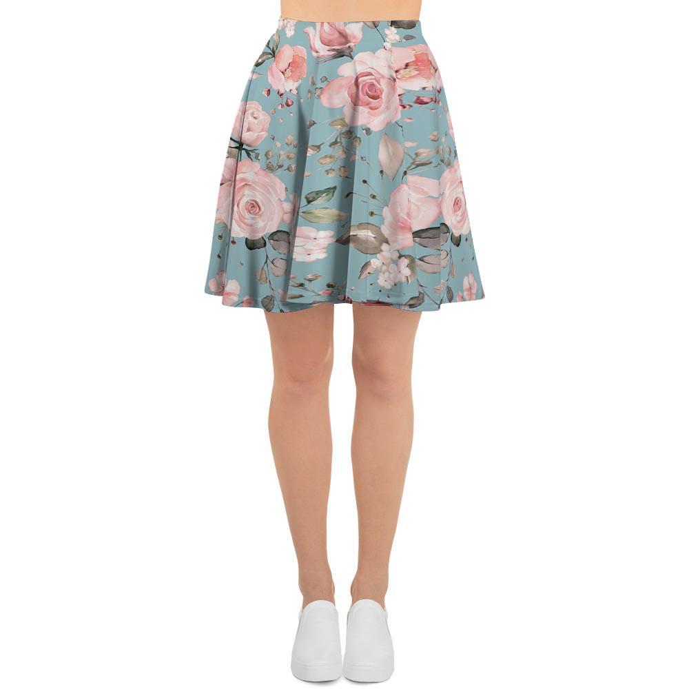 Pink Rose Flower Print Women's Skirt-grizzshop