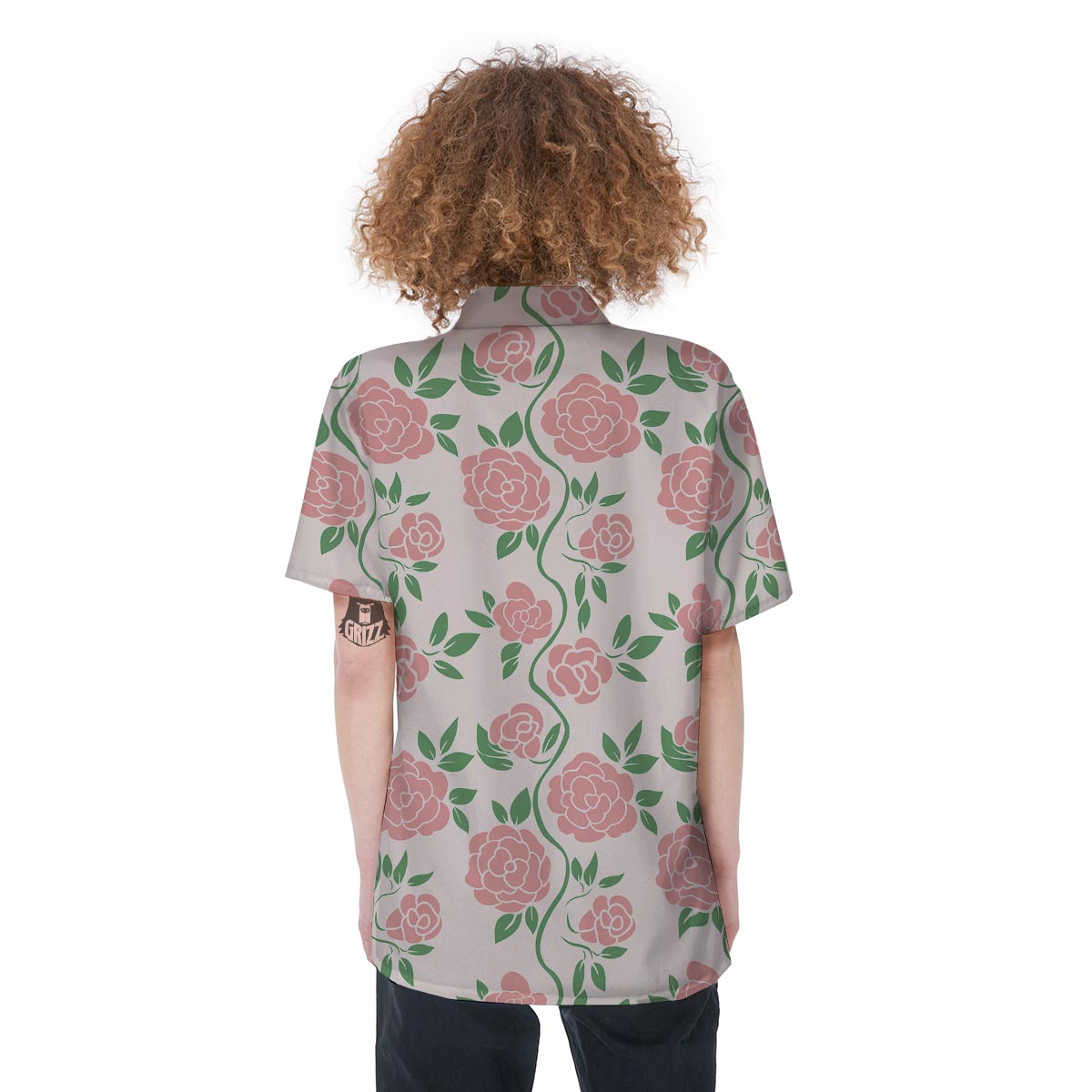 Pink Rose Flower Women's Short Sleeve Shirts-grizzshop