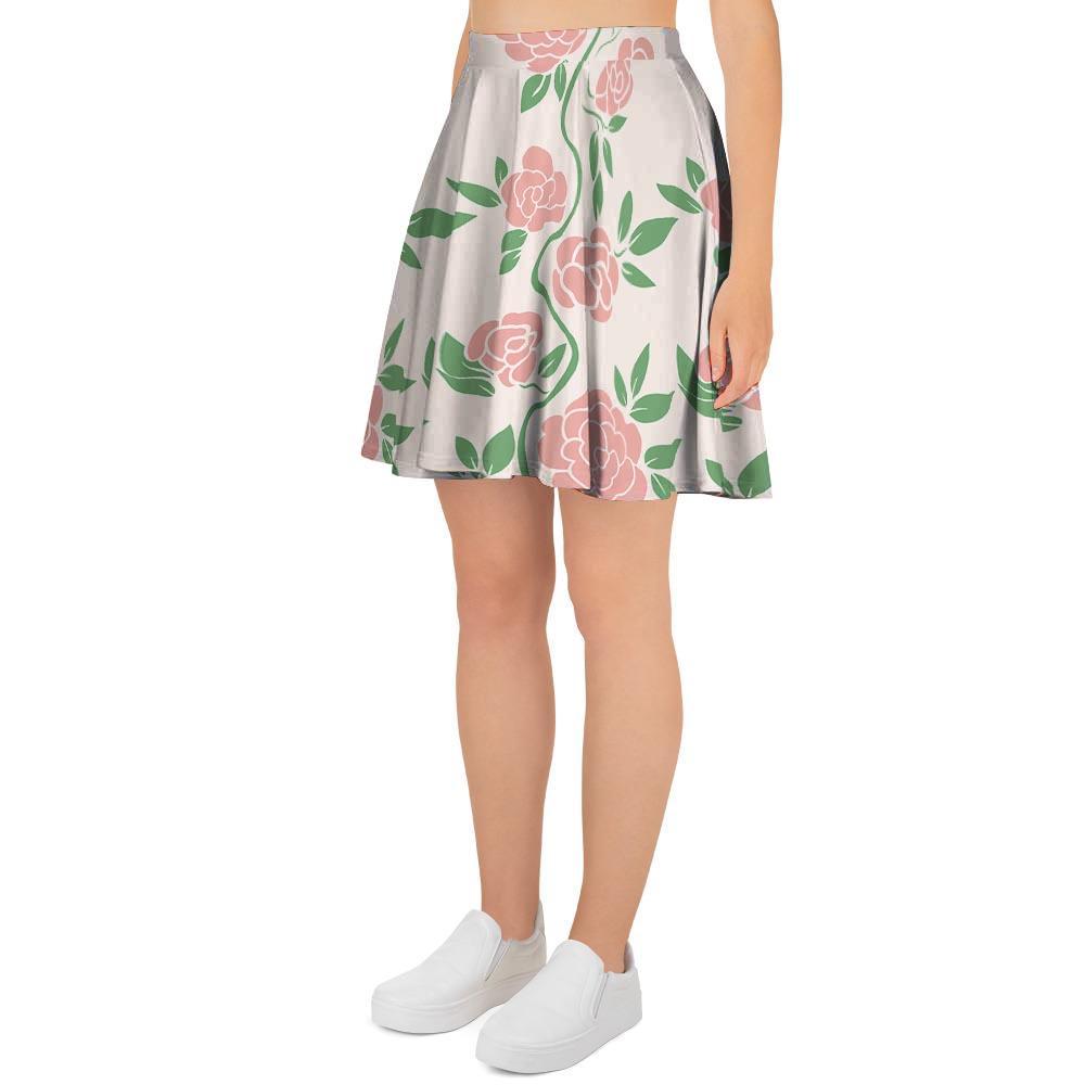 Pink Rose Flower Women's Skirt-grizzshop