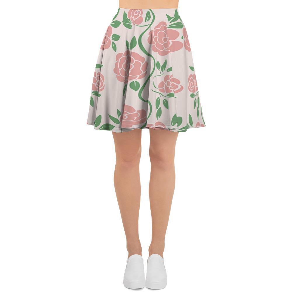 Pink Rose Flower Women's Skirt-grizzshop