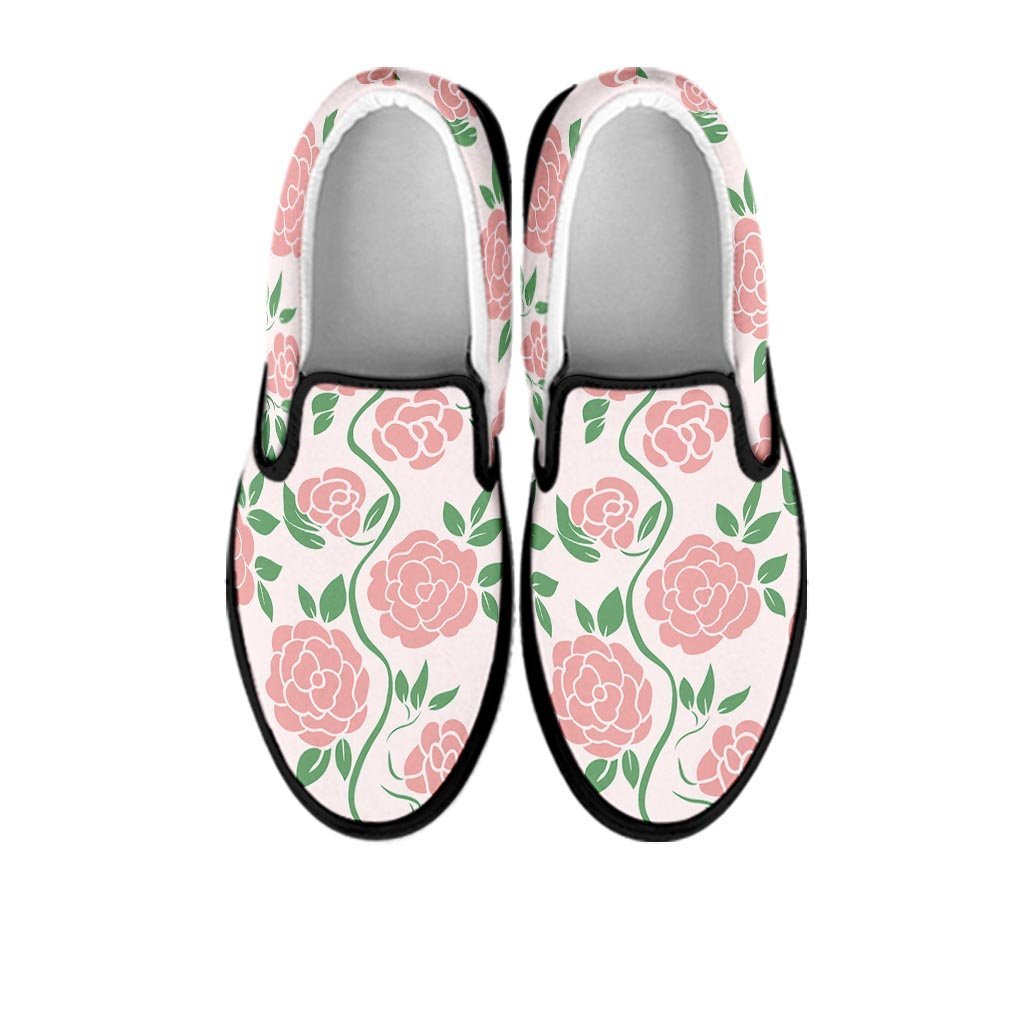 Pink Rose Flower Women's Slip On Sneakers-grizzshop