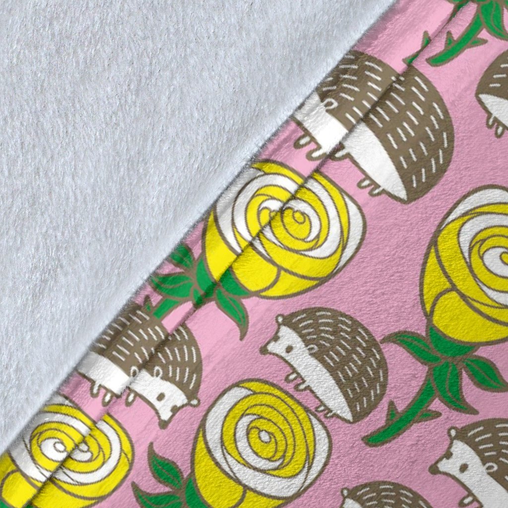 Pink Rose Hedgehogs Pattern Print Blanket-grizzshop