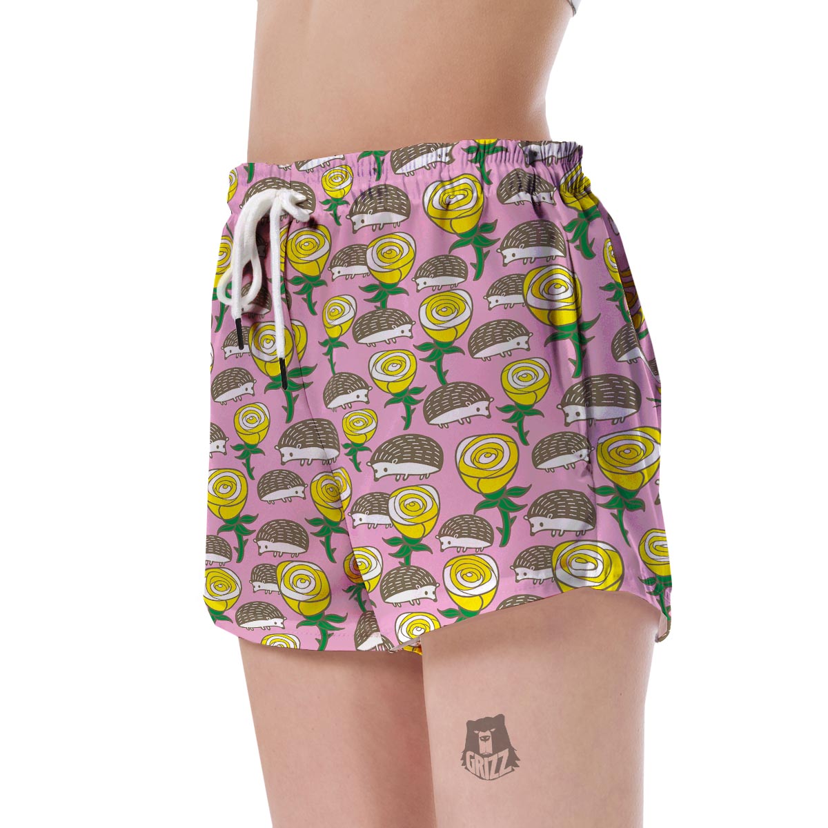 Pink Rose Hedgehogs Women's Shorts-grizzshop