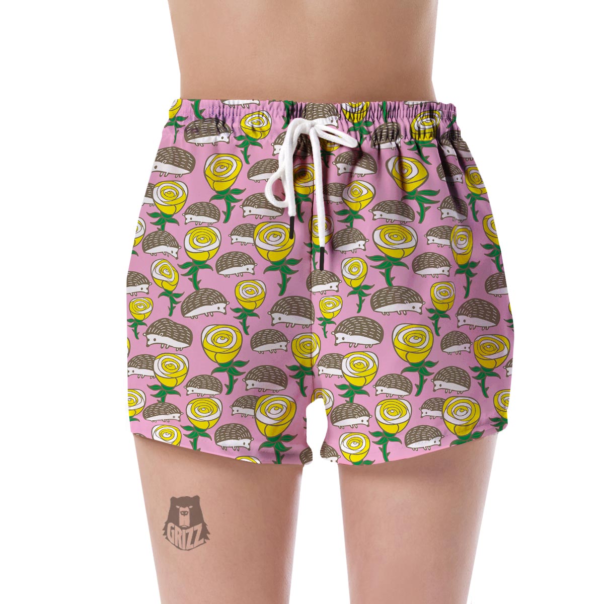 Pink Rose Hedgehogs Women's Shorts-grizzshop