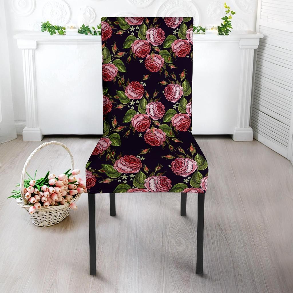 Pink Rose Print Chair Cover-grizzshop