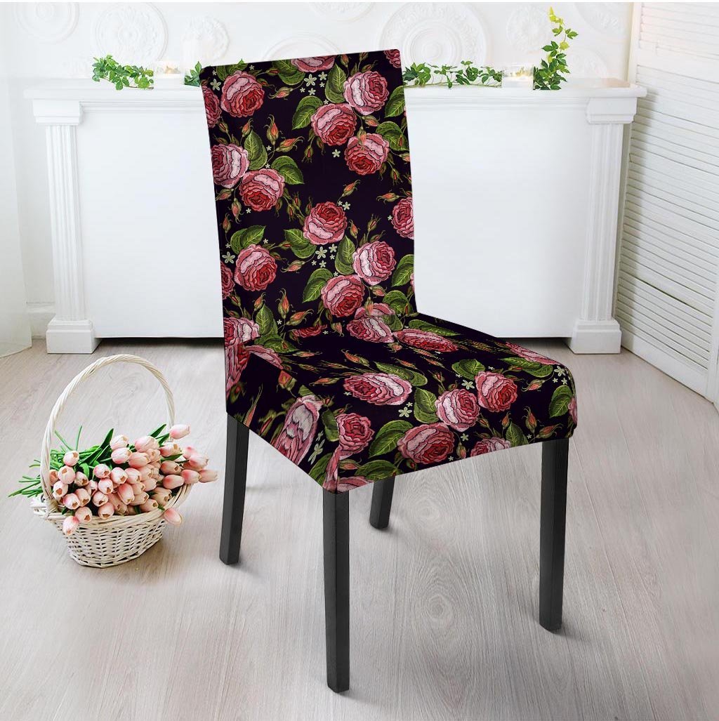Pink Rose Print Chair Cover-grizzshop