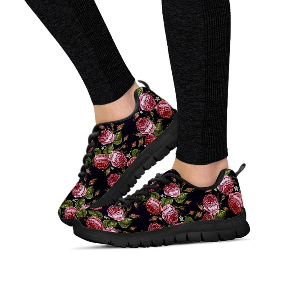 Pink Rose Print Women's Sneakers-grizzshop