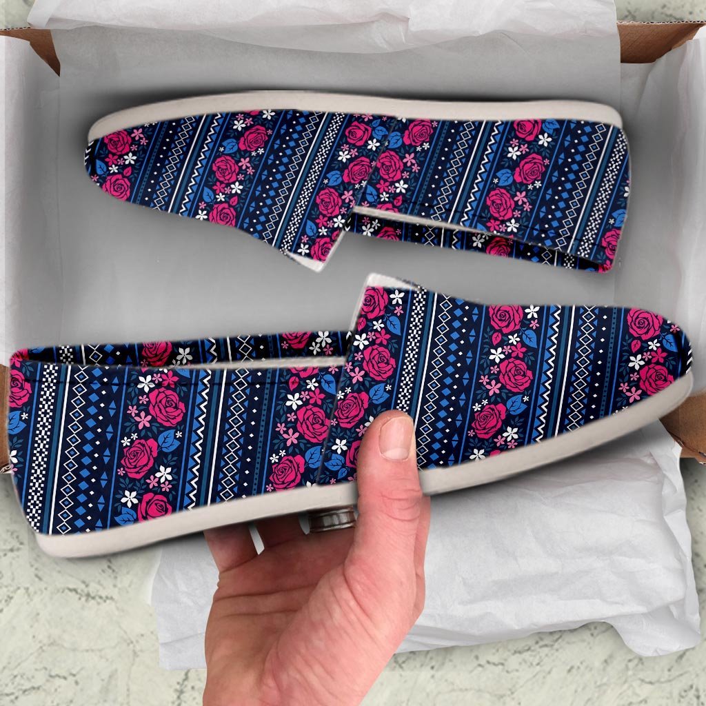 Pink Rose Tribal Aztec Canvas Shoes-grizzshop