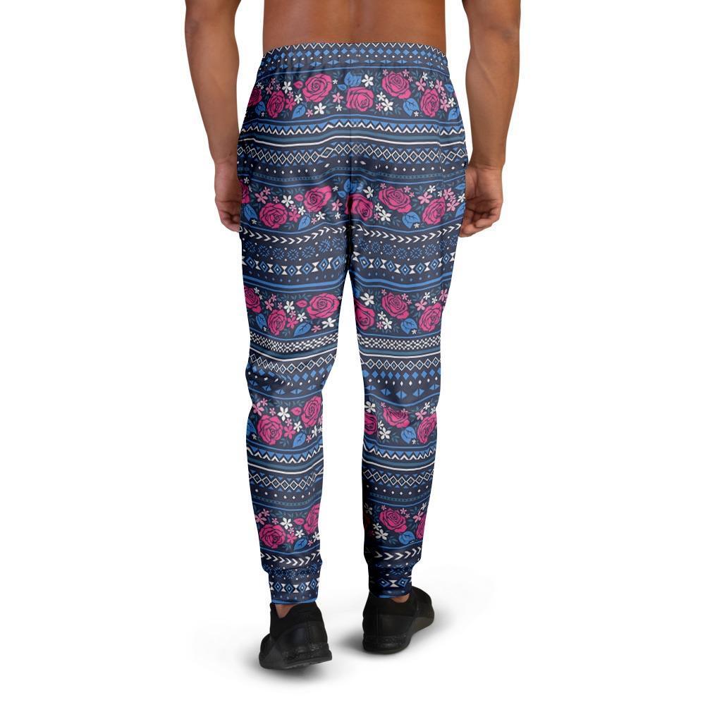 Pink Rose Tribal Aztec Men's Joggers-grizzshop