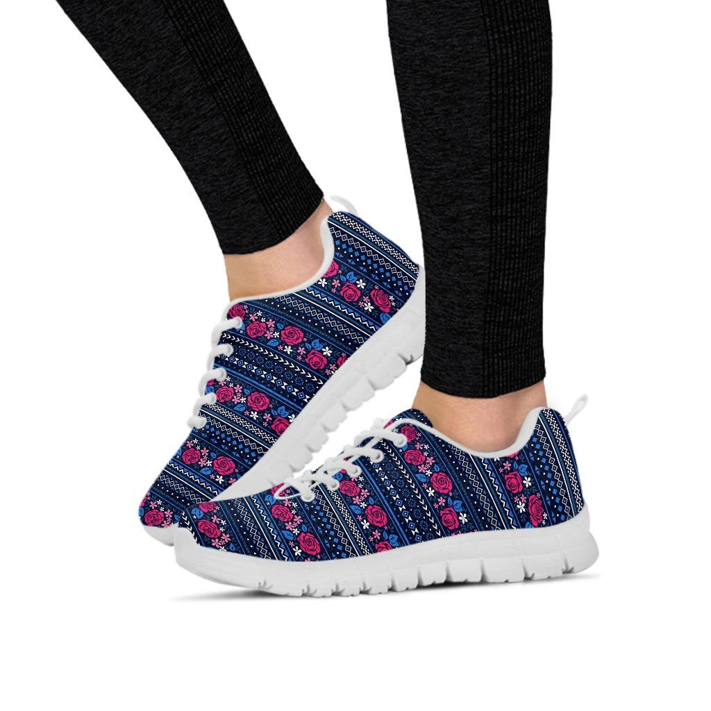 Pink Rose Tribal Aztec Women's Sneakers-grizzshop