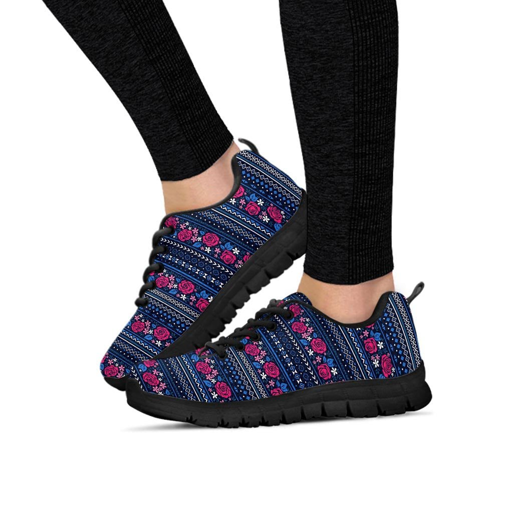 Pink Rose Tribal Aztec Women's Sneakers-grizzshop