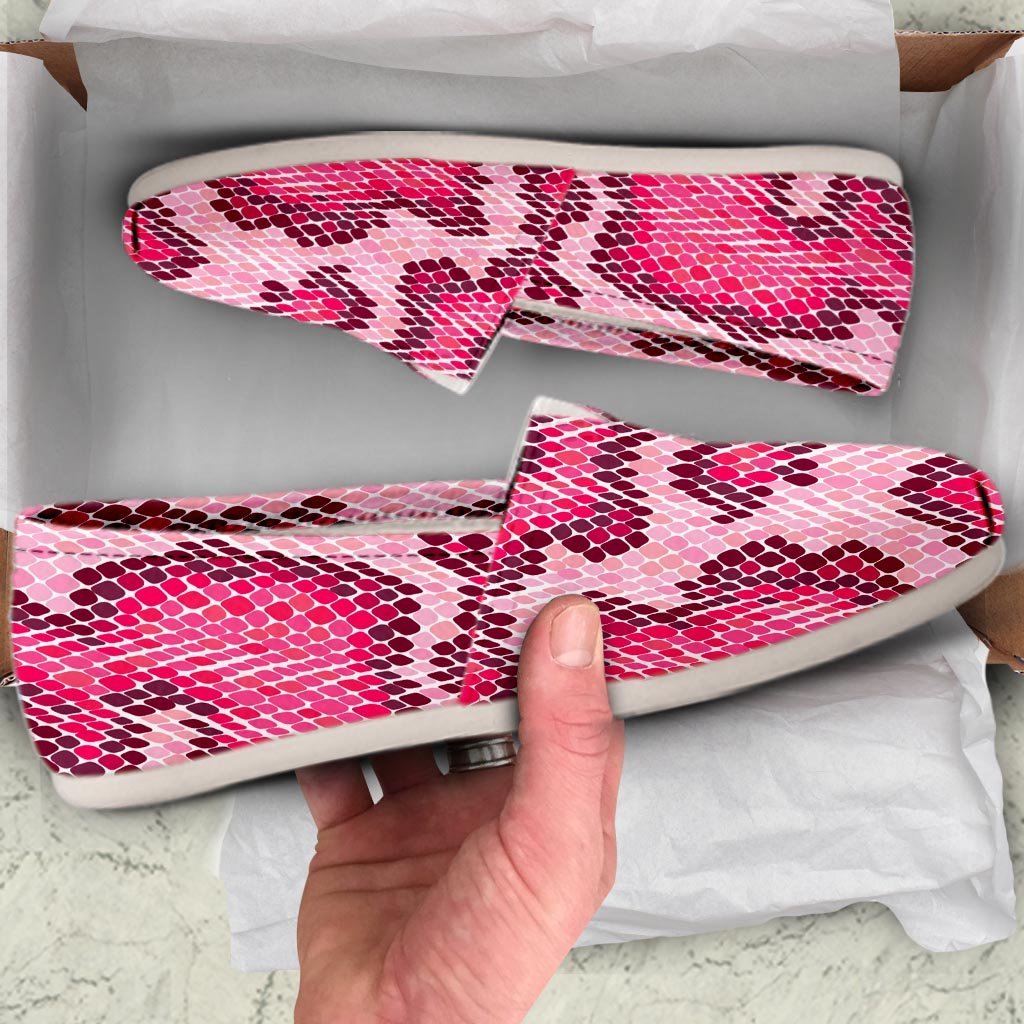 Pink Snakeskin Print Canvas Shoes-grizzshop