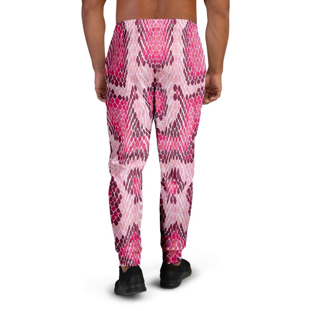 Pink Snakeskin Print Men's Joggers-grizzshop