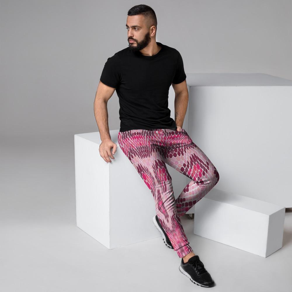 Pink Snakeskin Print Men's Joggers-grizzshop