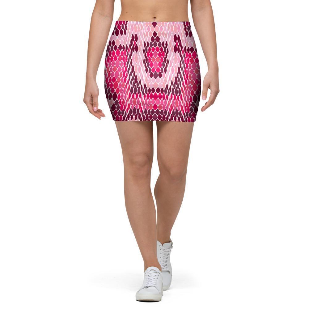 Pink Snakeskin Print Mini Skirt-grizzshop