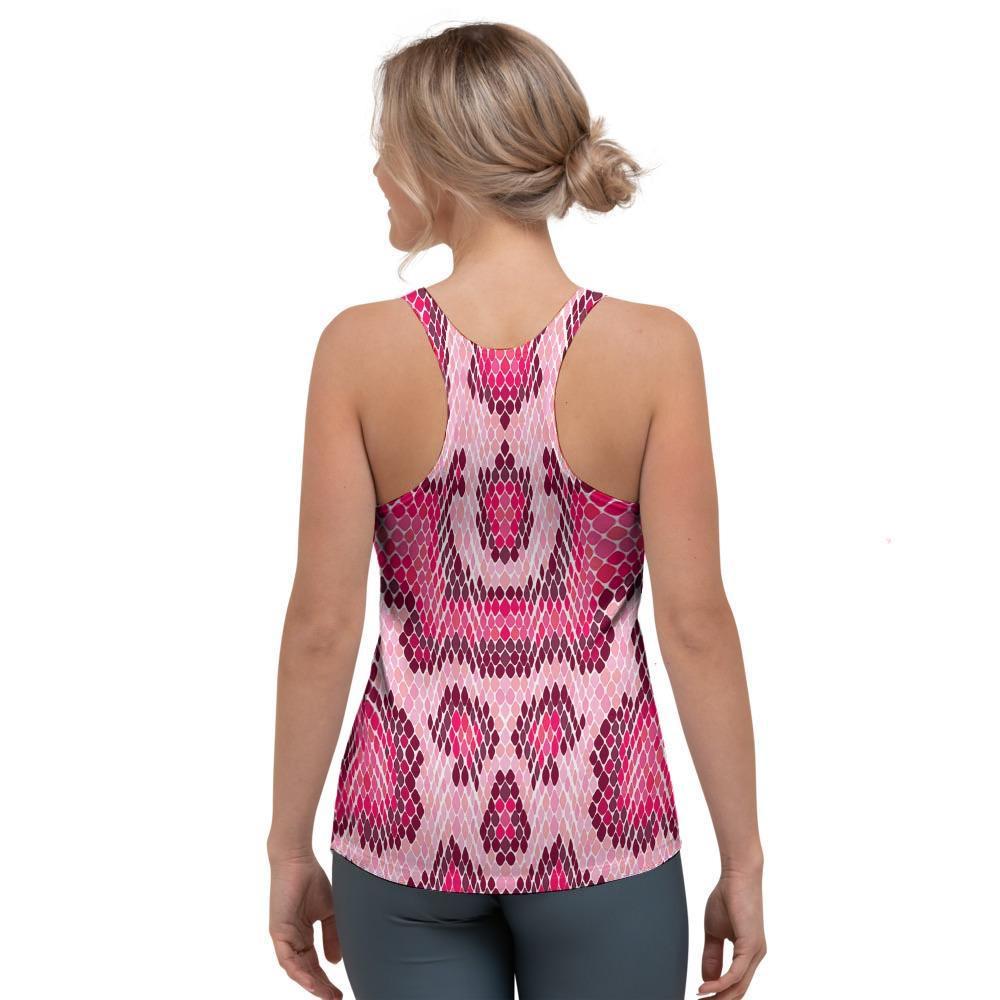 Pink Snakeskin Print Women's Racerback Tank Top-grizzshop