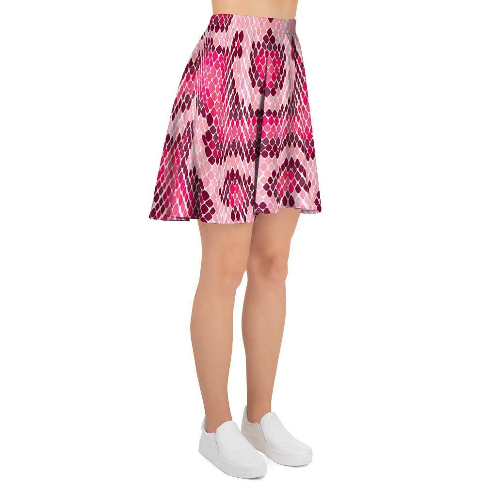 Pink Snakeskin Print Women's Skirt-grizzshop