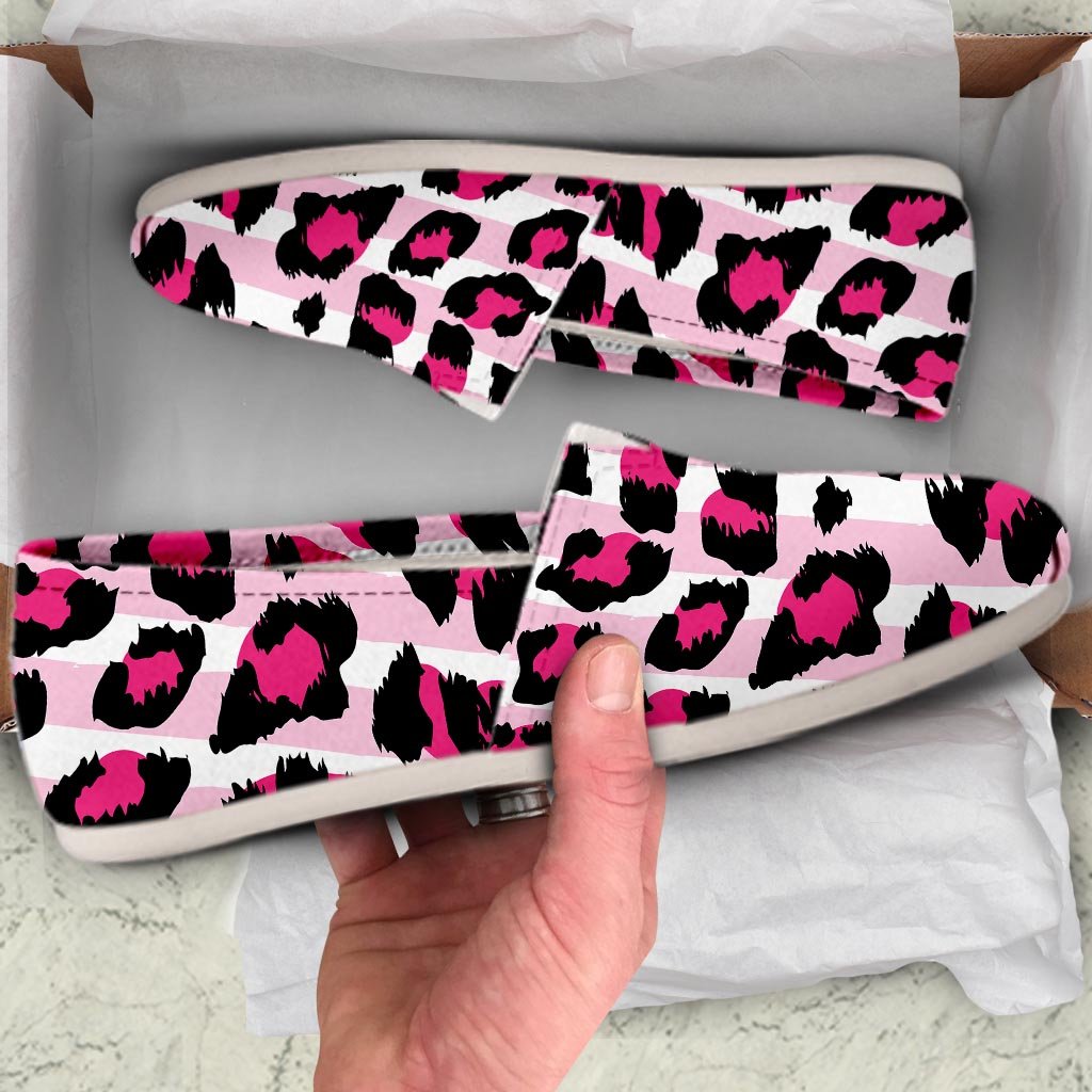 Pink Striped Leopard Canvas Shoes-grizzshop