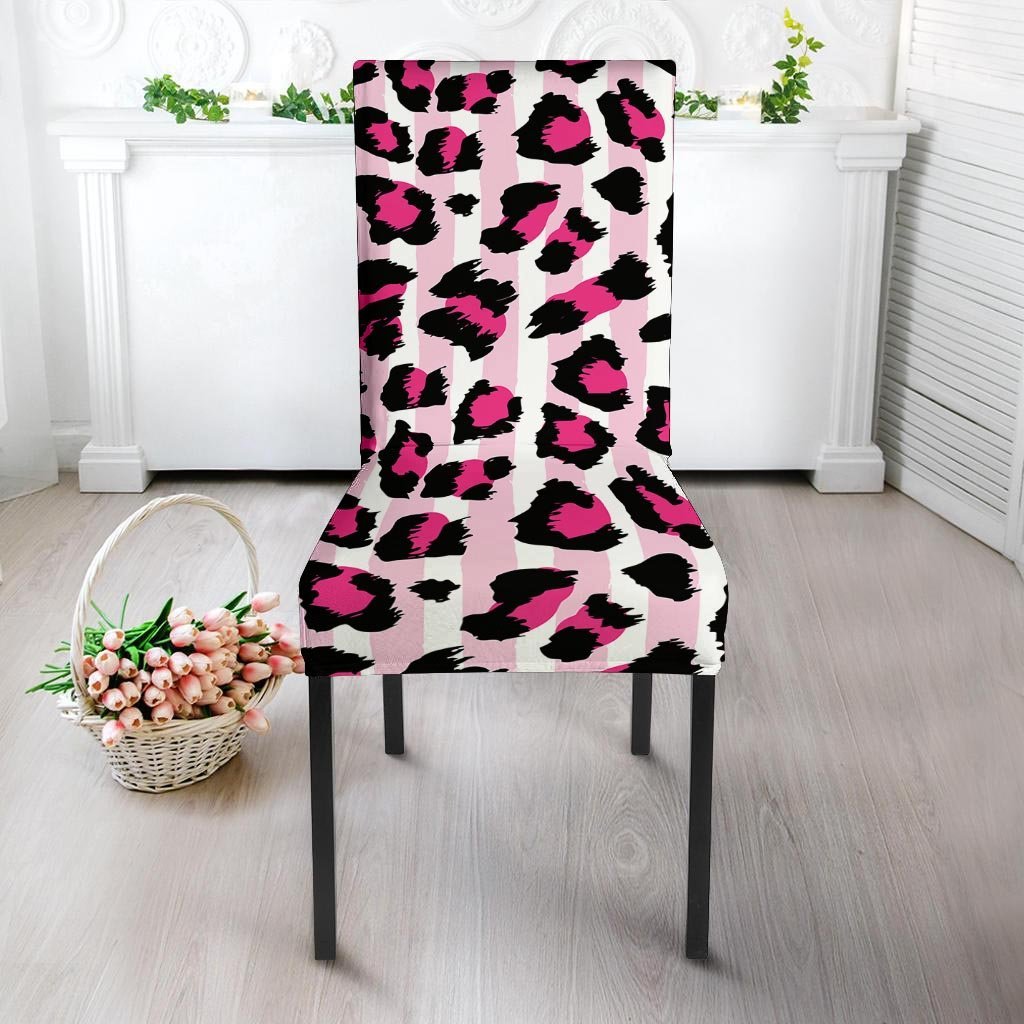 Pink Striped Leopard Chair Cover-grizzshop