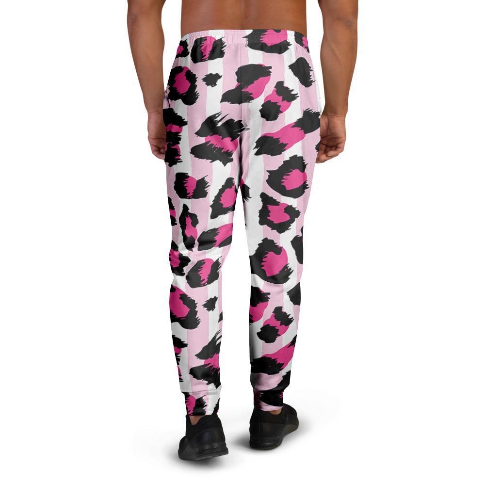 Pink Striped Leopard Men's Joggers-grizzshop