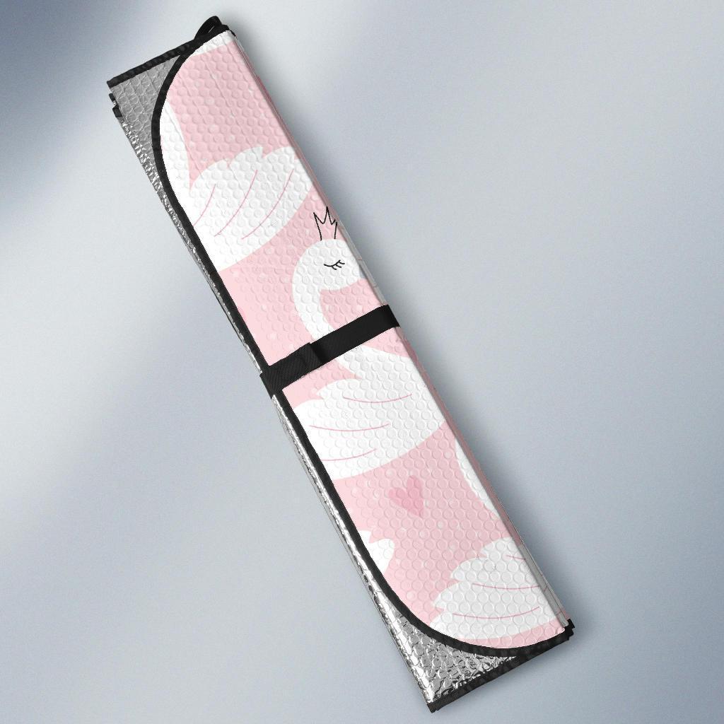 Pink Swan Pattern Print Car Sun Shade-grizzshop