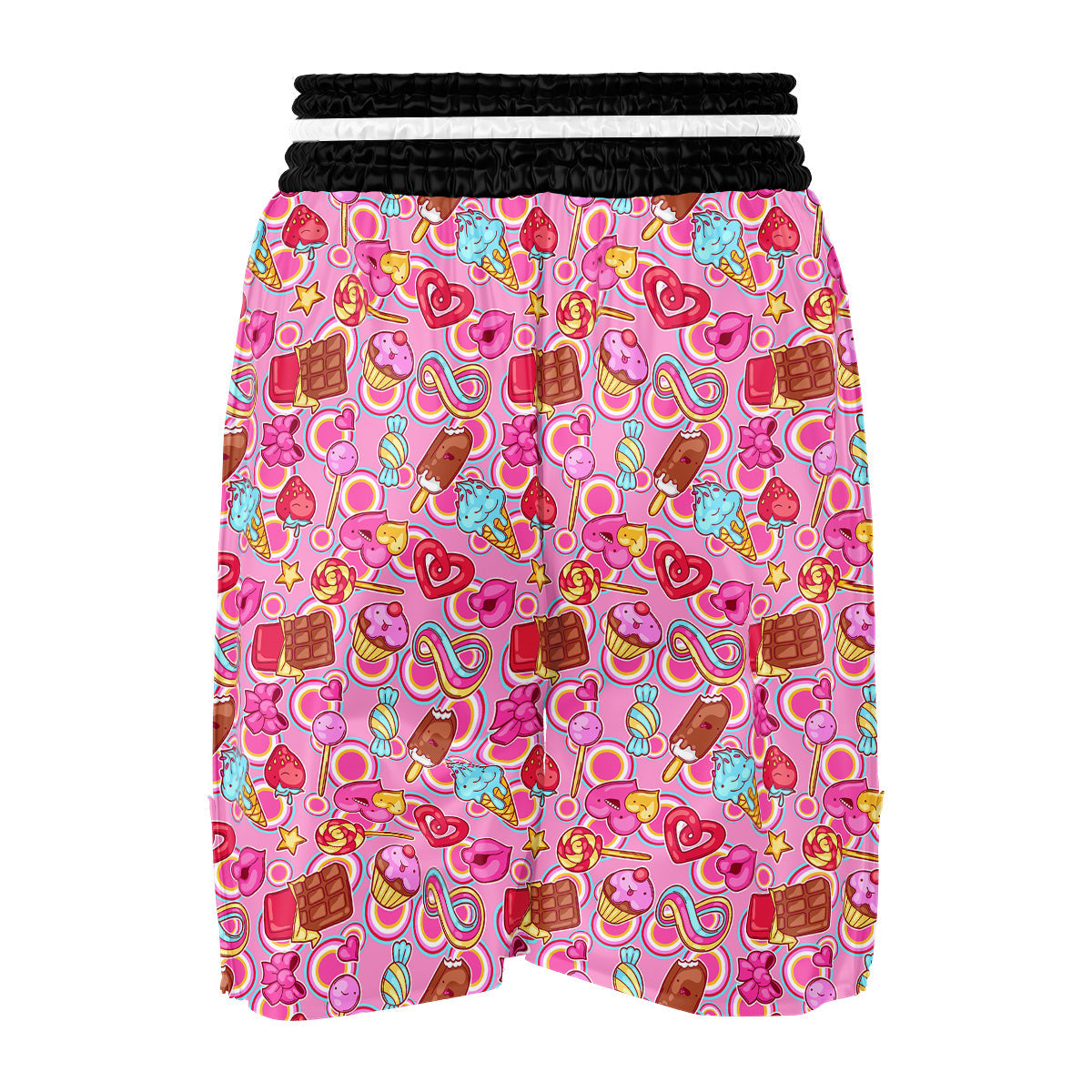 Pink Sweet Candy Print Pattern Boxing Shorts-grizzshop