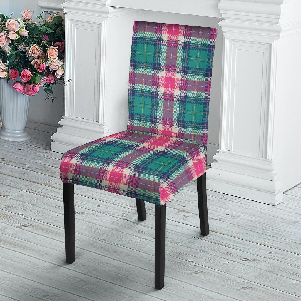 Pink Teal Plaid Tartan Chair Cover-grizzshop