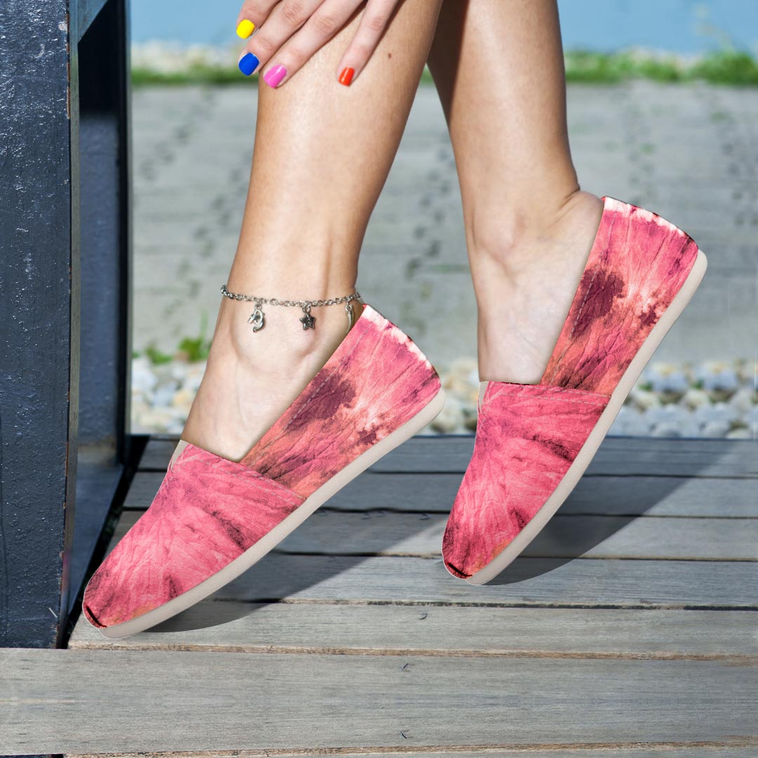Pink Tie Dye Print Canvas Shoes-grizzshop