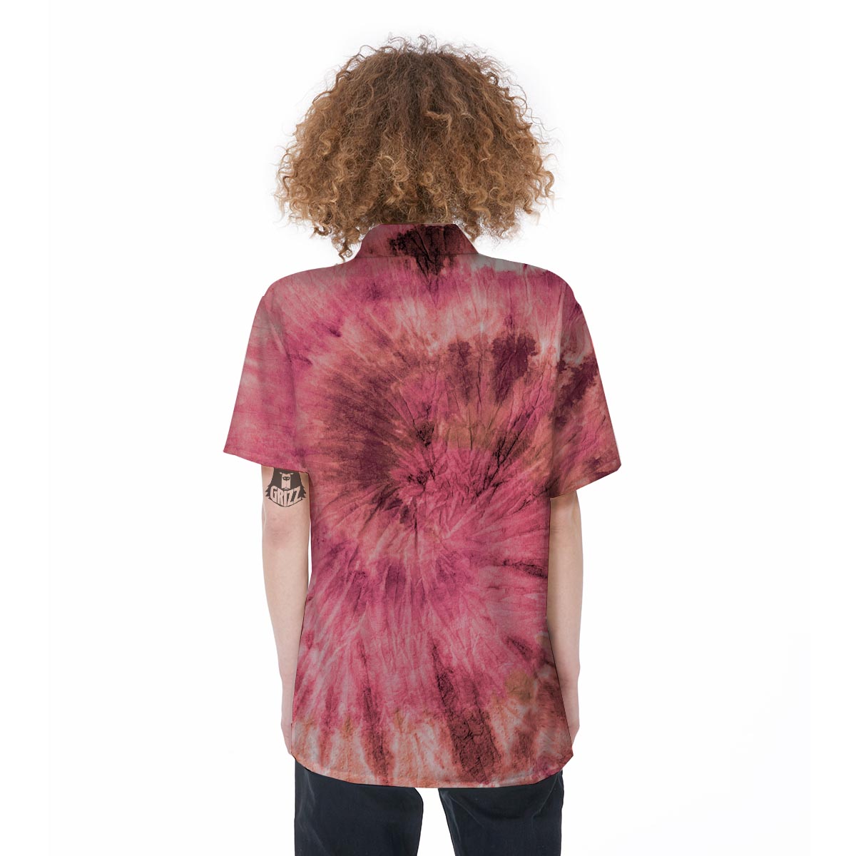 Pink Tie Dye Print Women's Short Sleeve Shirts-grizzshop